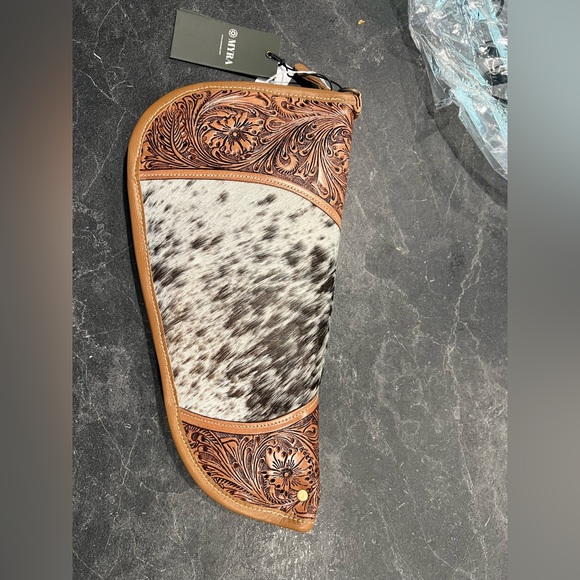 Leather and Hairon Pistol Case 15" NEW - Picture 2 of 3